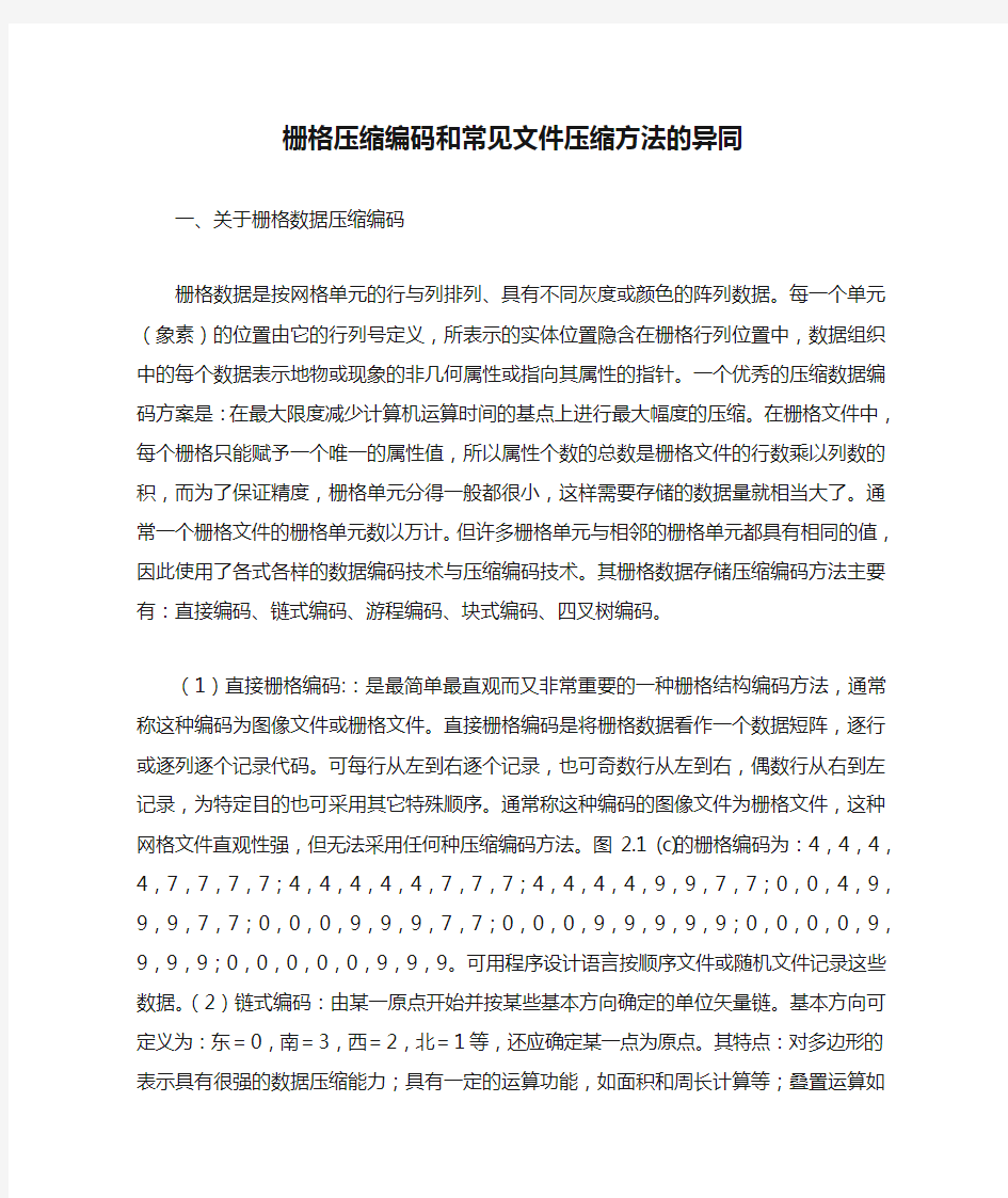 栅格压缩编码和常见文件压缩方法的异同2