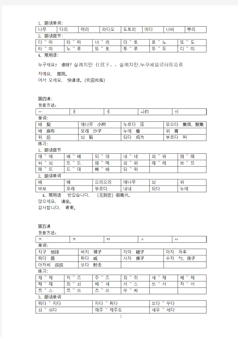 标准韩国语第一册(WORD版)
