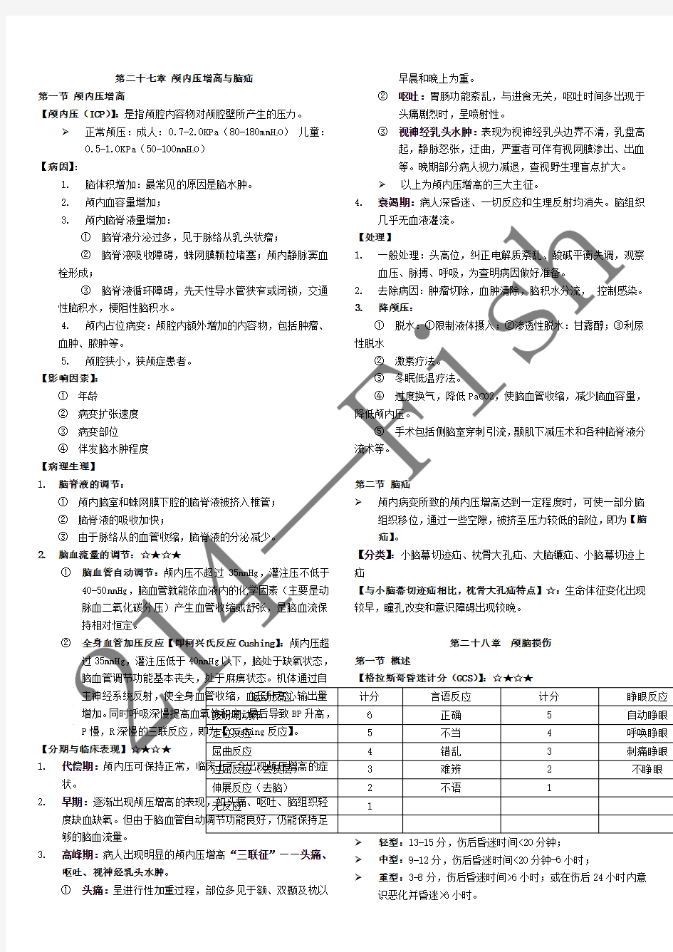 外科学各论重点