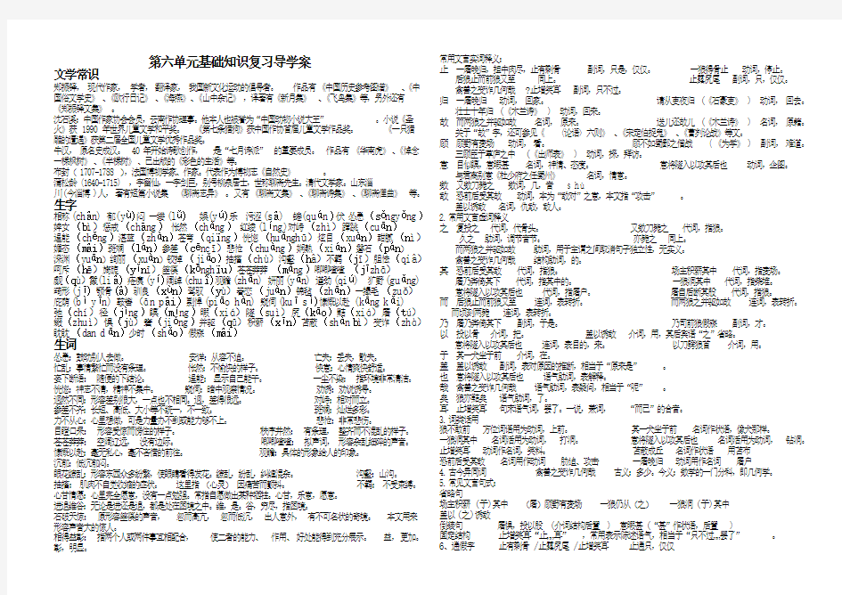 第六单元基础知识复习导学案