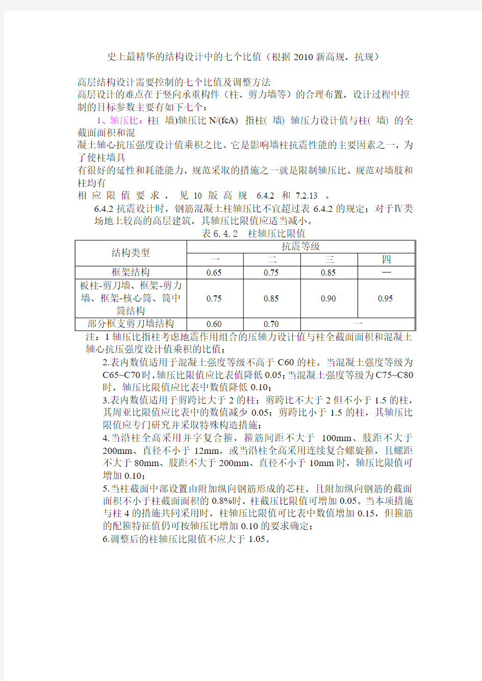 结构设计中七个最重要的比值详解