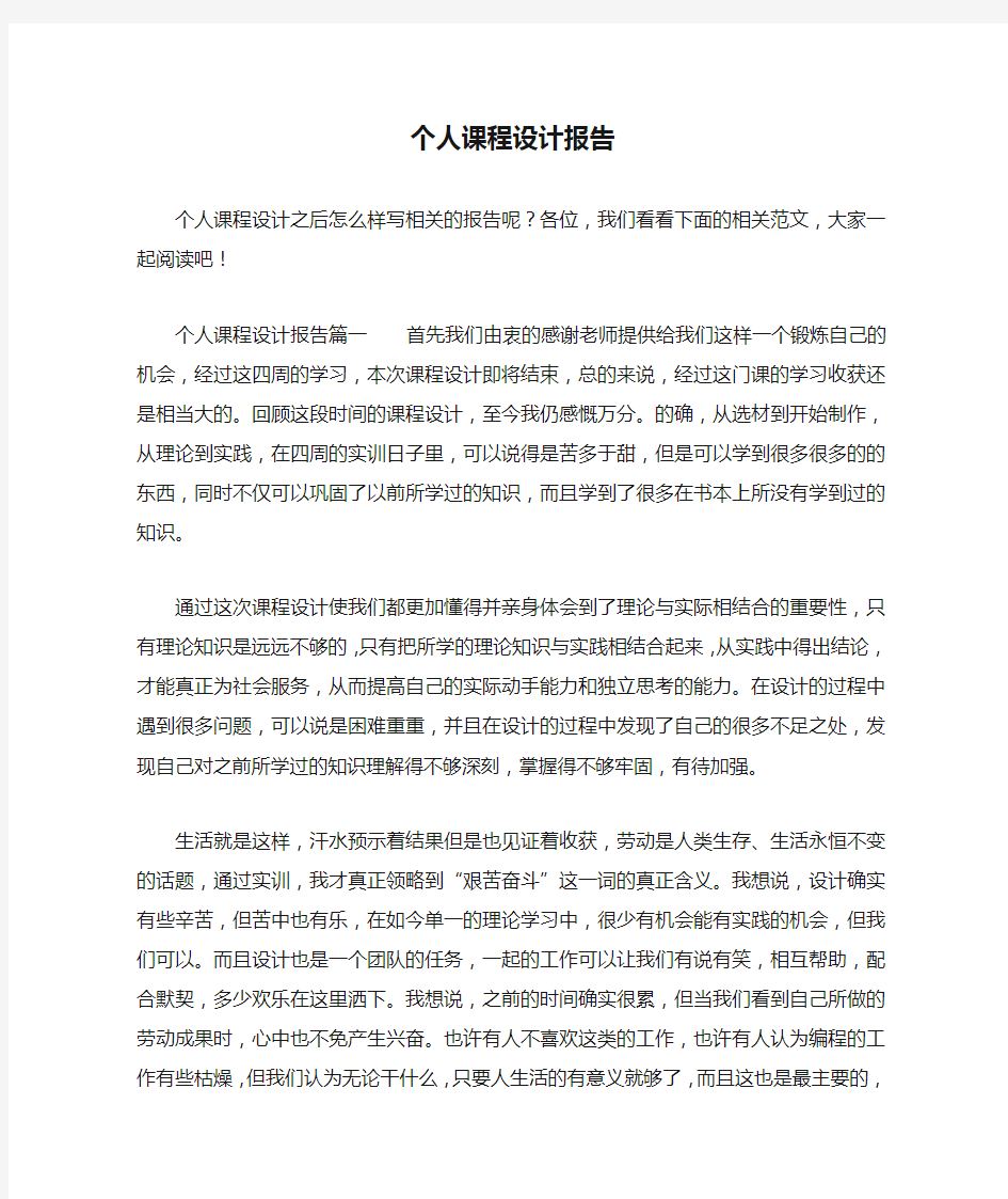 个人课程设计报告