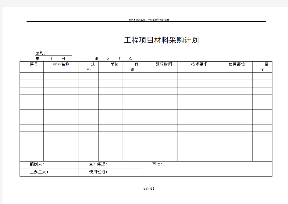 工程项目材料采购计划