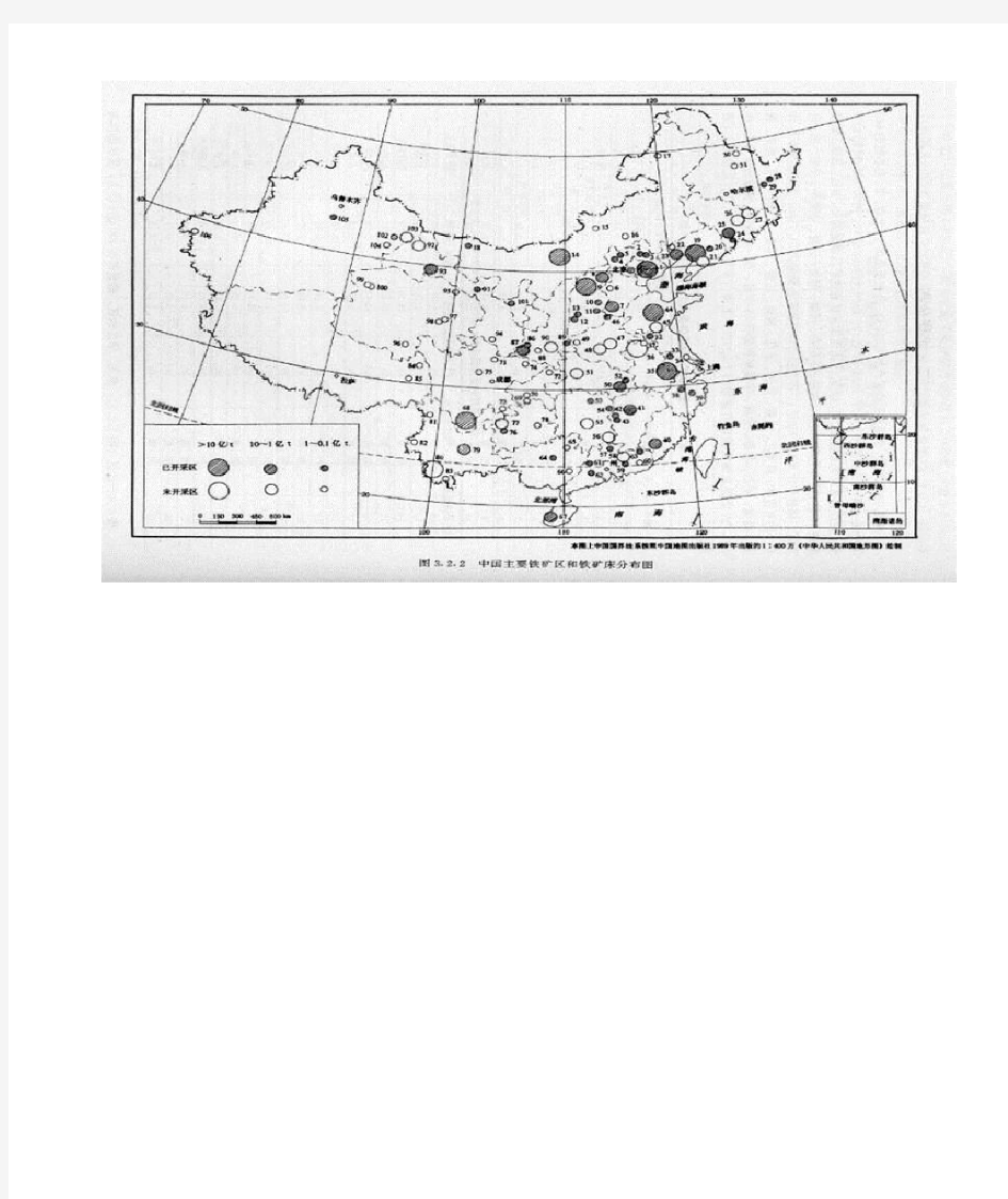 中国铁矿、焦化、煤矿、港口、油田分布图