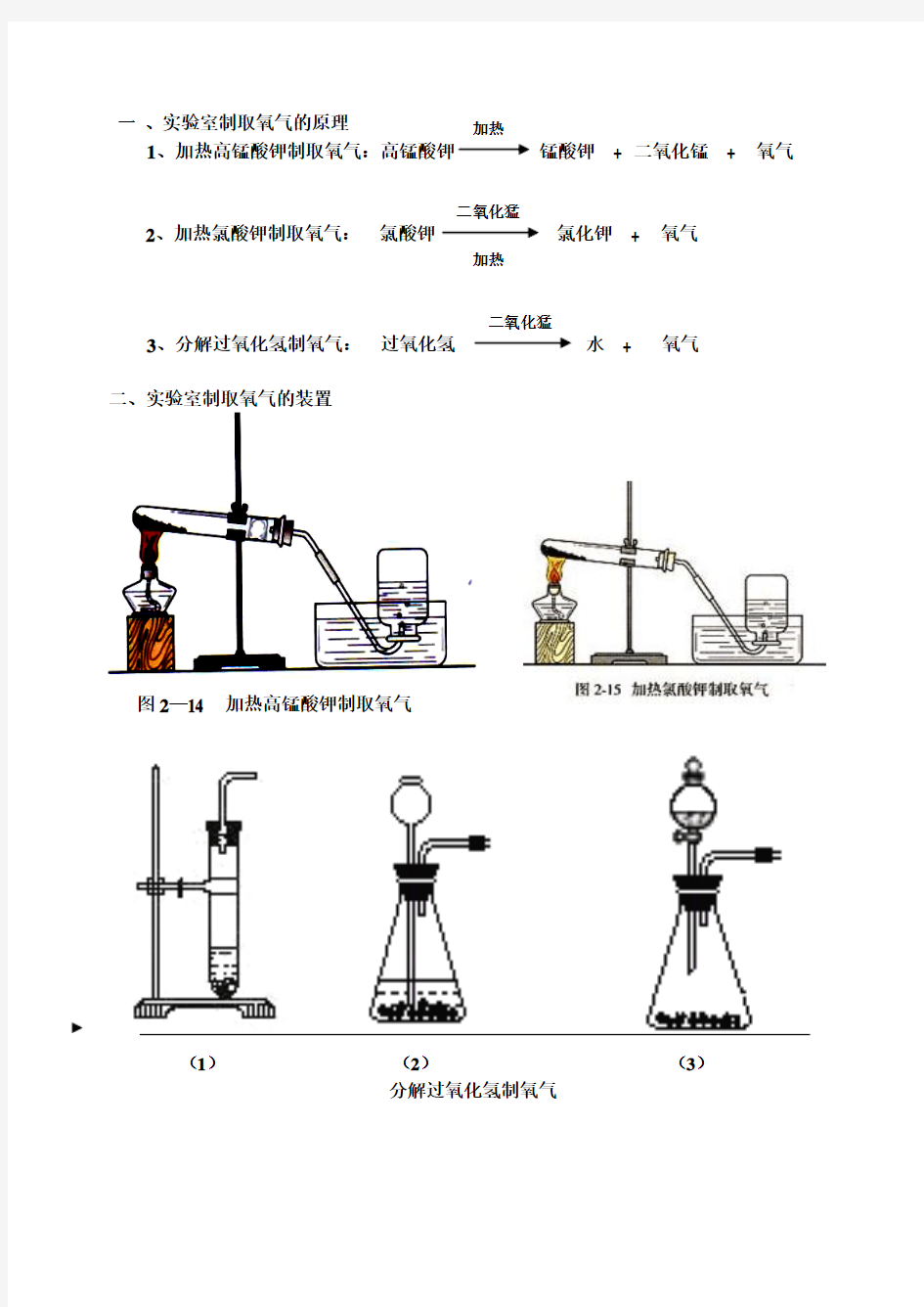 人教版初三化学下册氧气制取装置图