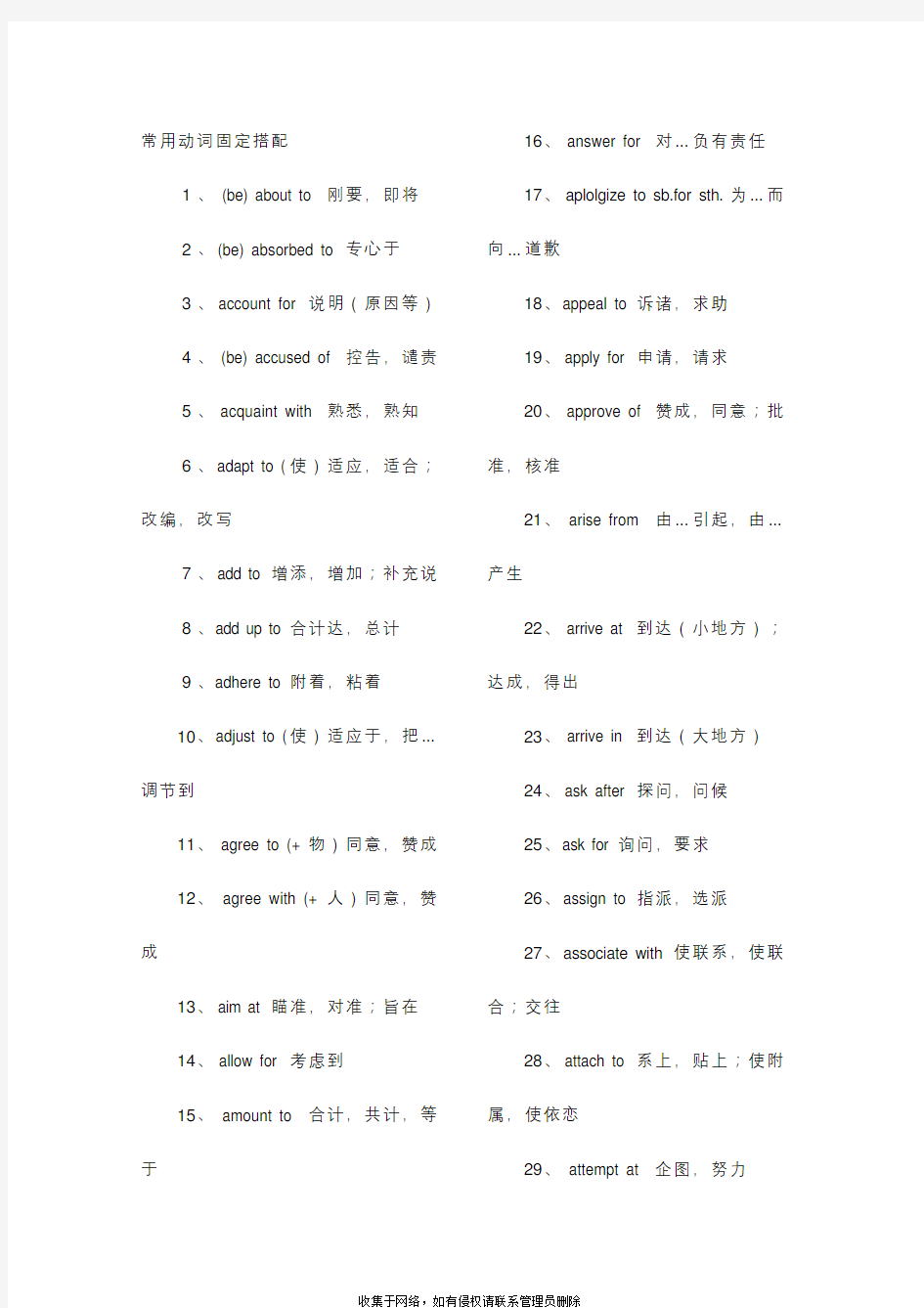 常用短语词组搭配资料讲解