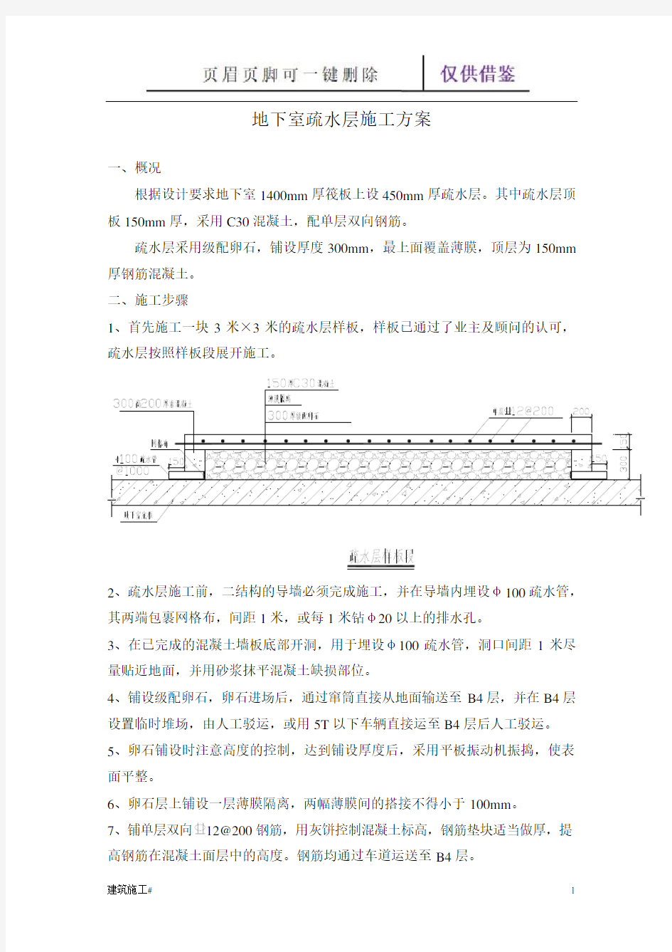 地下室疏水层施工方案(建筑助手)