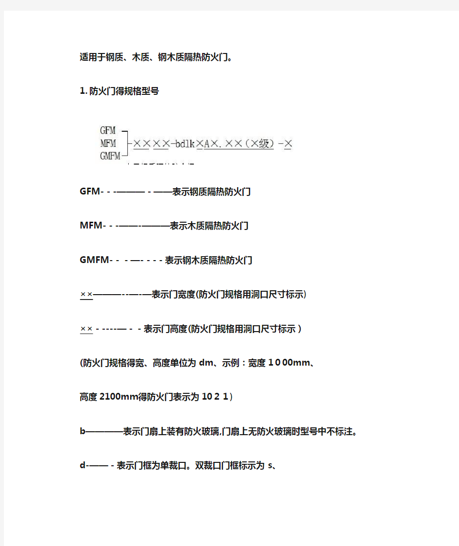 防火门规格型号、尺寸计算