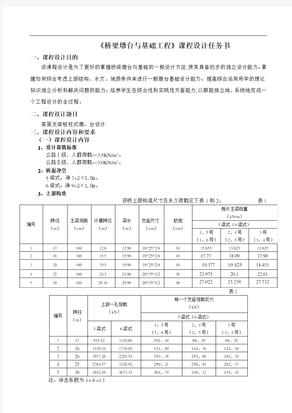 桥梁墩台基础工程课程设计