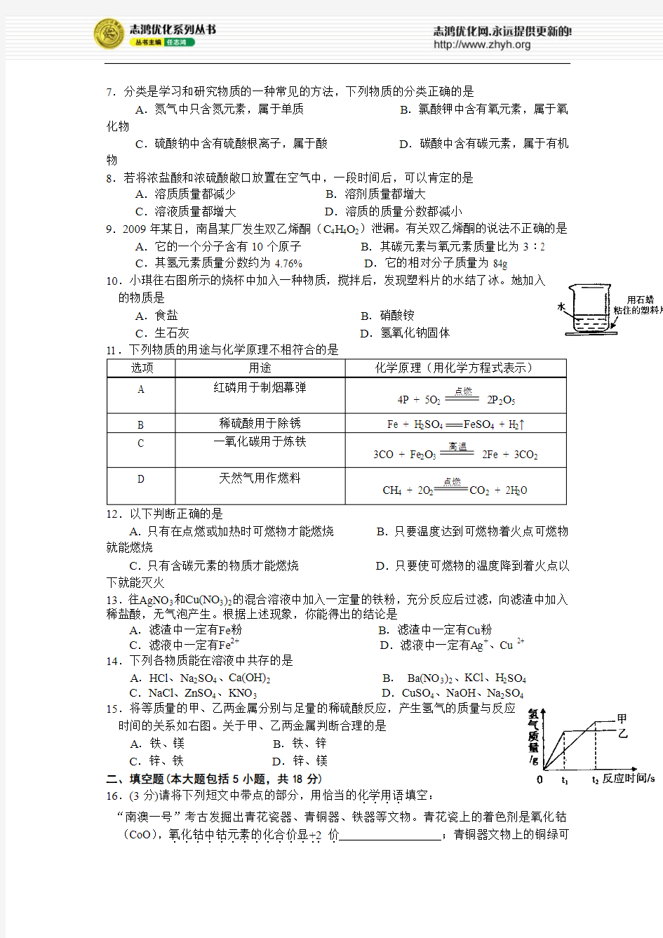 南昌中考真题