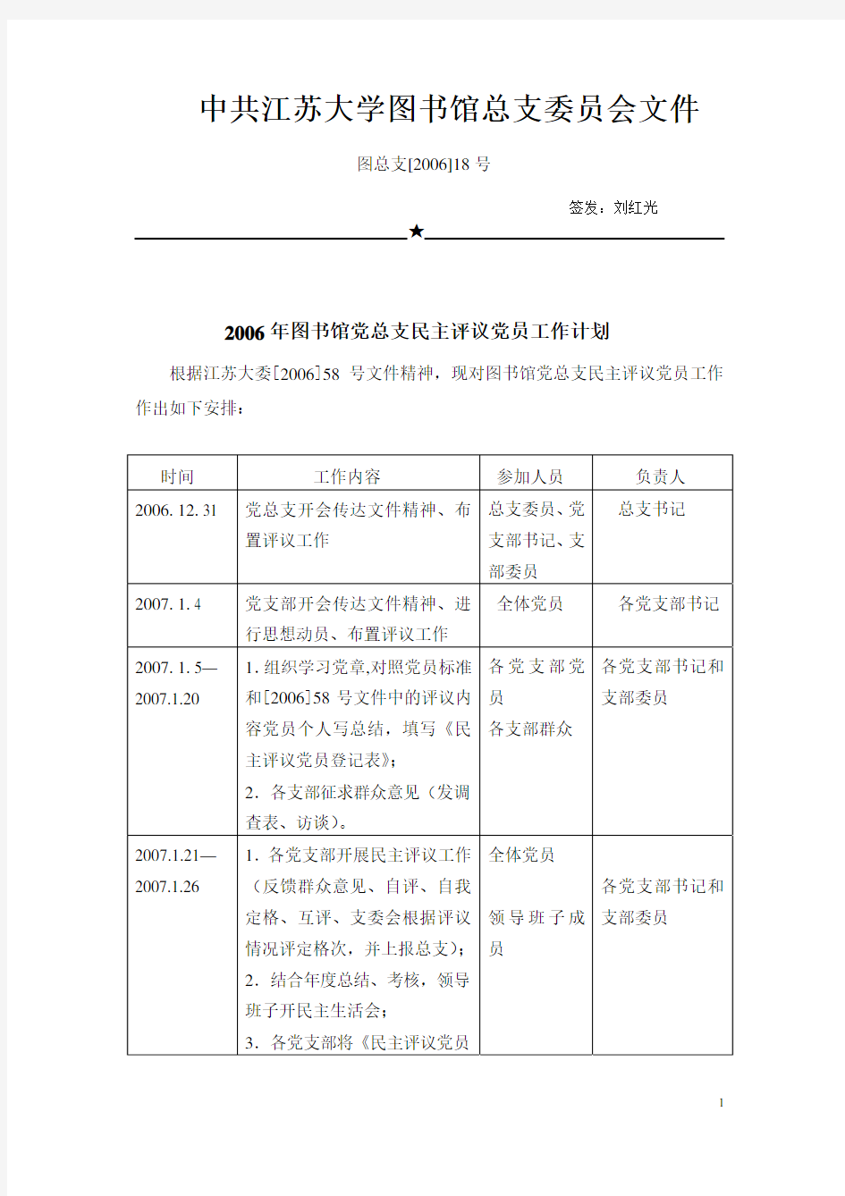 中共江苏大学图书馆总支委员会文件