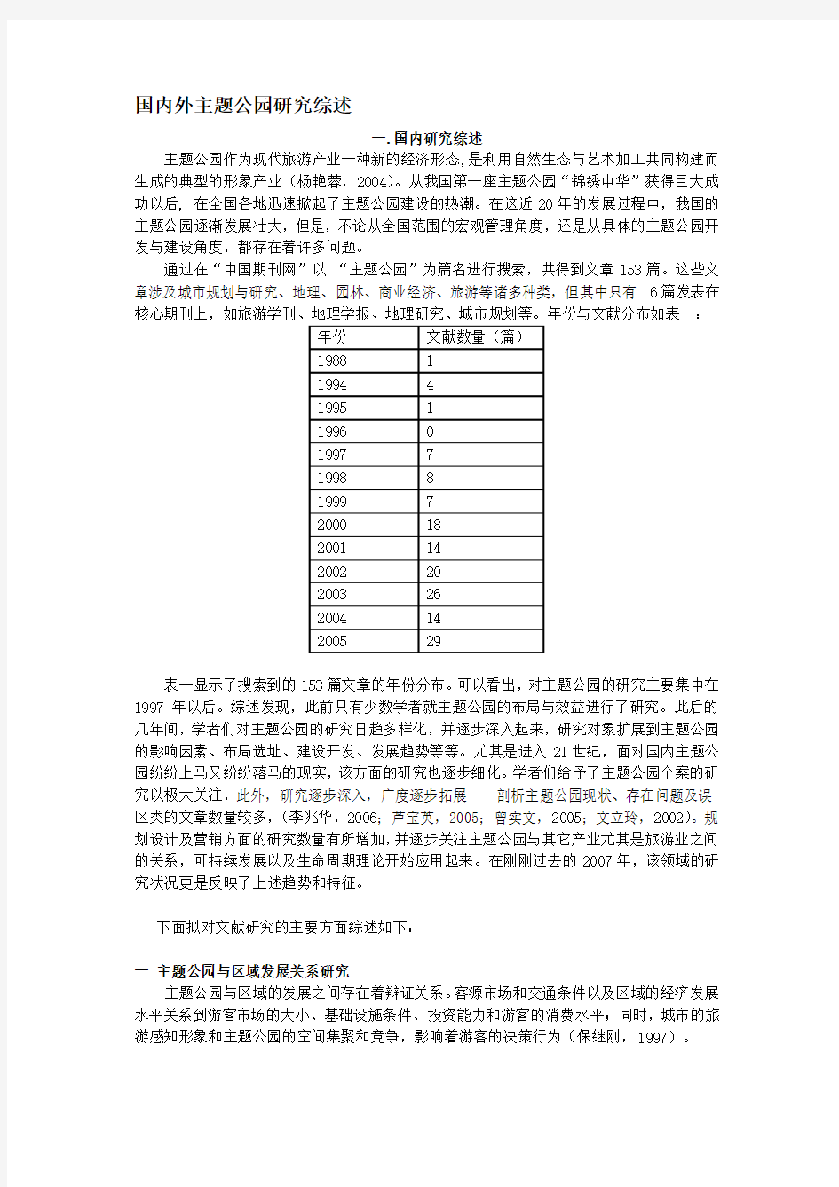 国内外主题公园研究综述