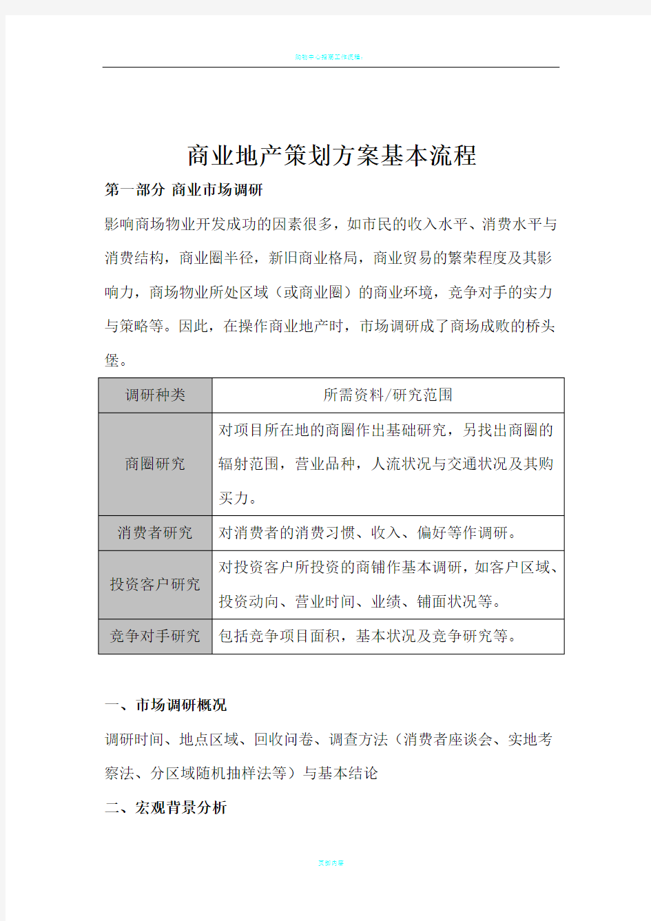 商业地产策划方案+商业地产策划方案基本流程