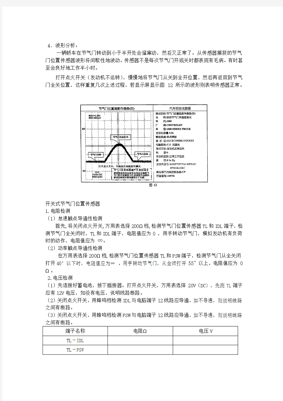 项目六 线性式节气门位置传感器