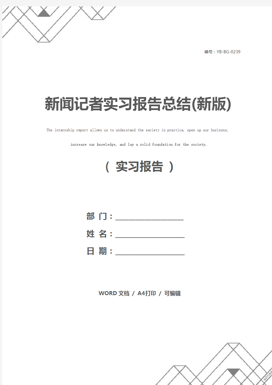 新闻记者实习报告总结(新版)