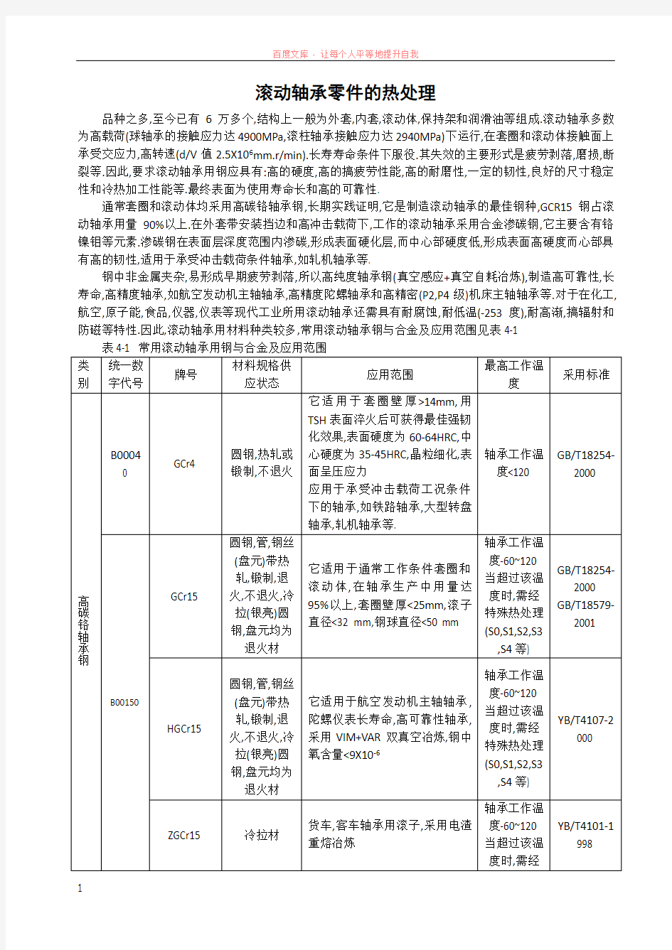 滚动轴承零件的热处理(必学)