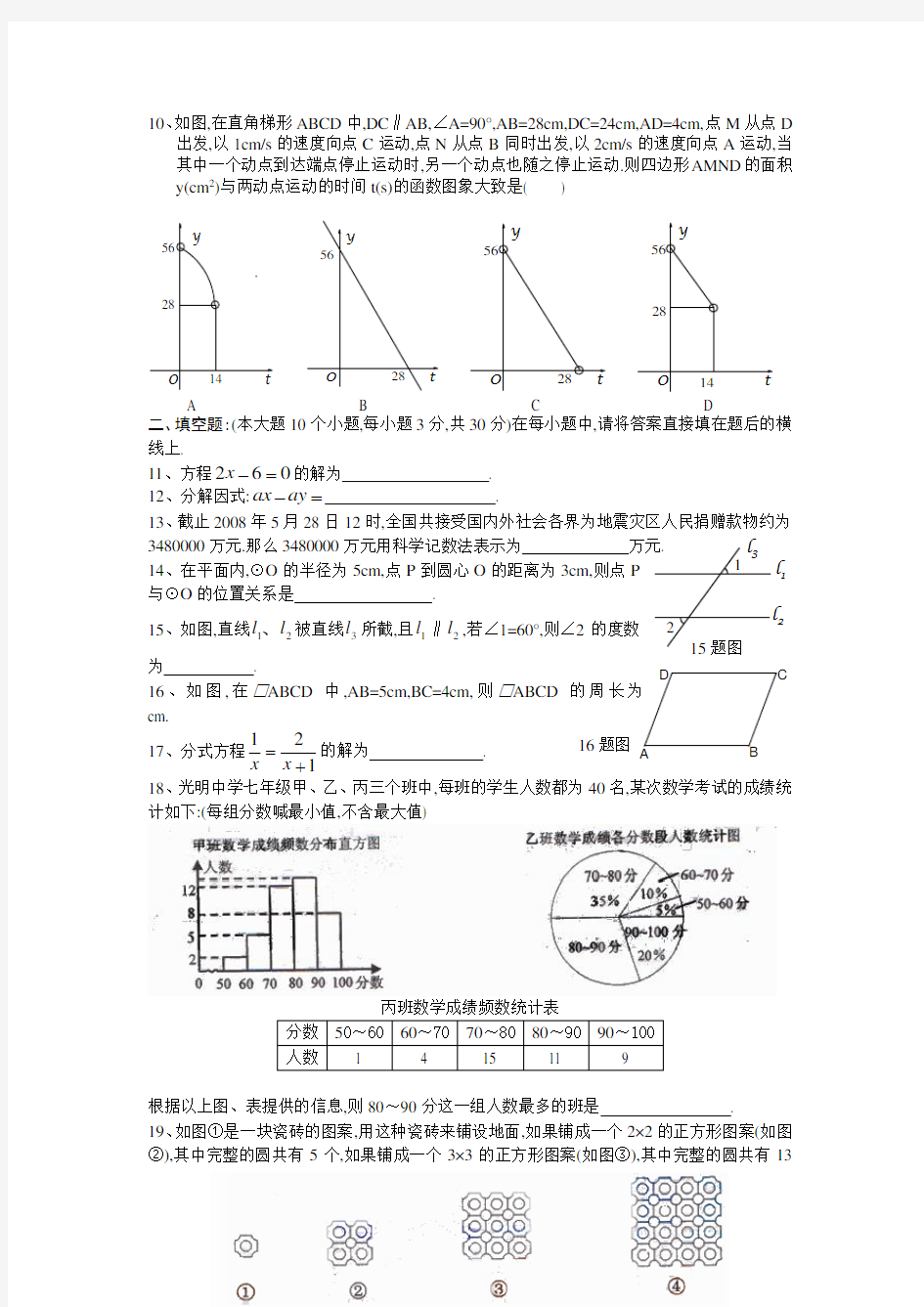 2008年重庆市中考数学试卷及解析