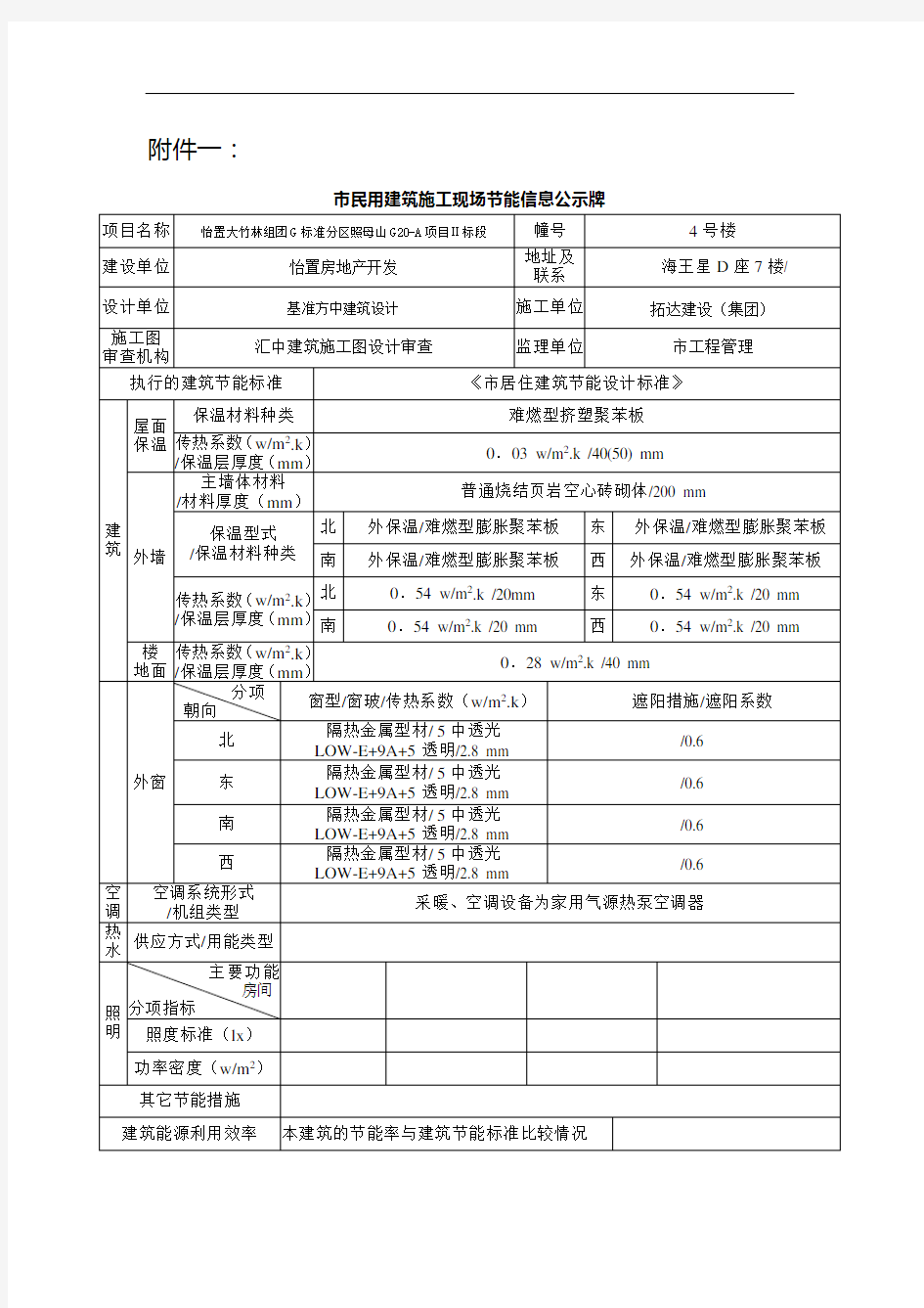 重庆市建筑节能公示牌(样表)82153