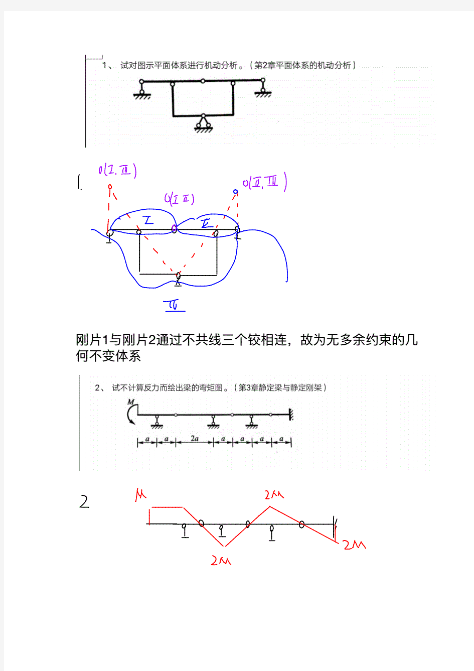 结构力学(二)_平时作业2020秋华南理工大学网络教育答案