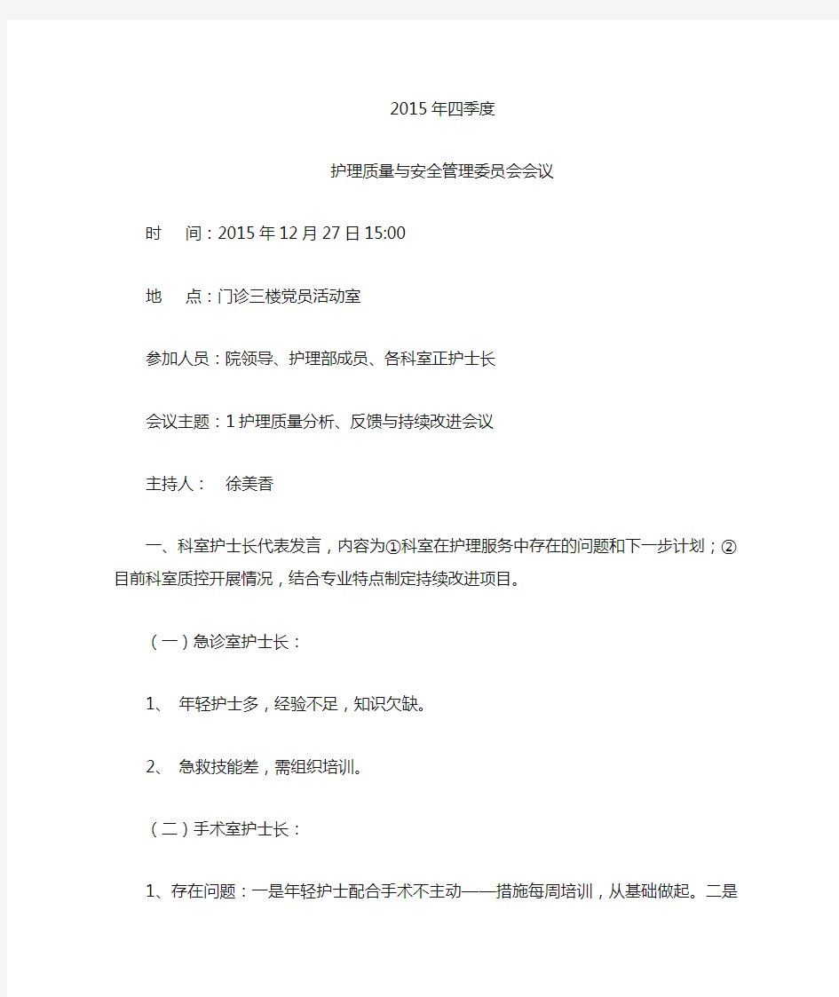 护理质量与安全管理委员会会议记录.doc