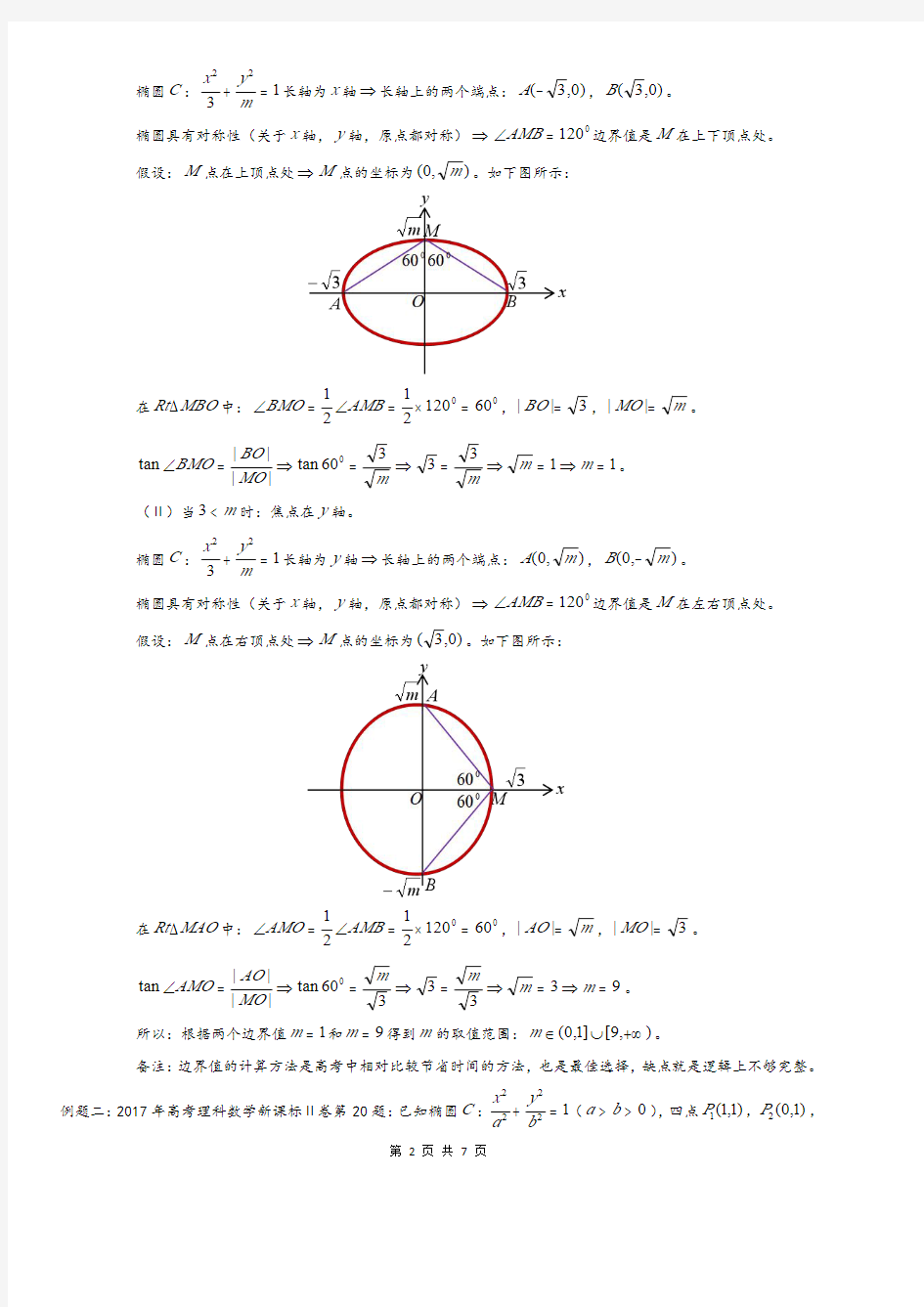 高考数学圆锥曲线专题：椭圆的定义与性质(三)