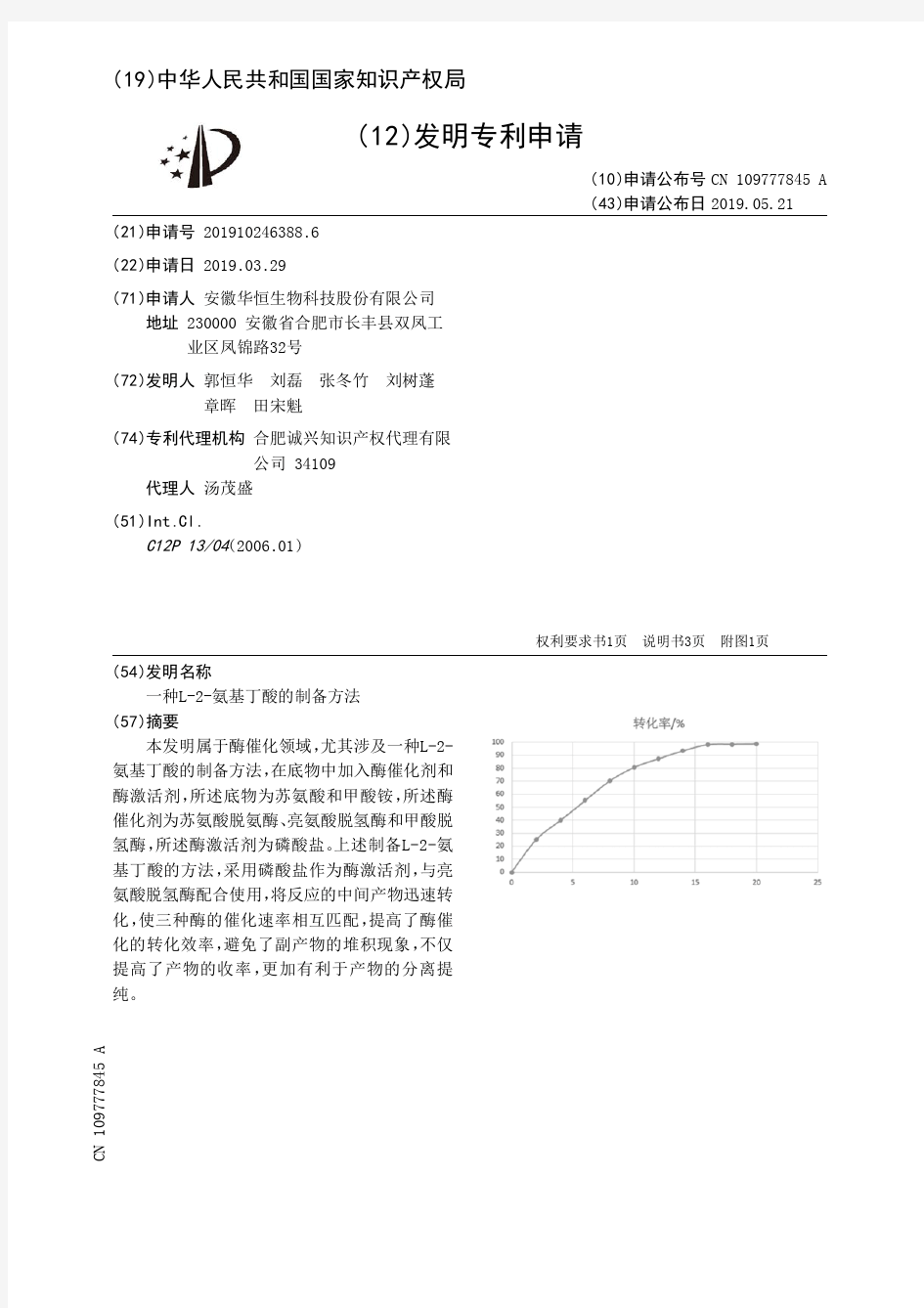 【CN109777845A】一种L2氨基丁酸的制备方法【专利】