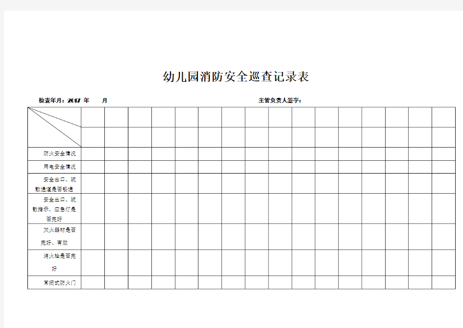 幼儿园消防安全巡查记录表