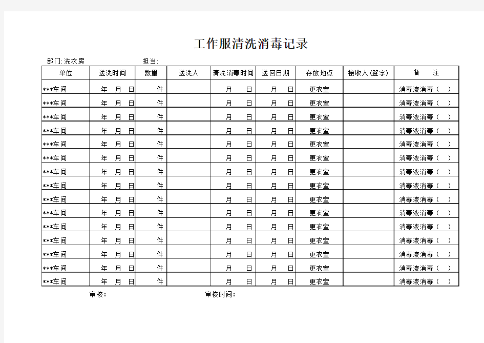 工作服清洗消毒记录