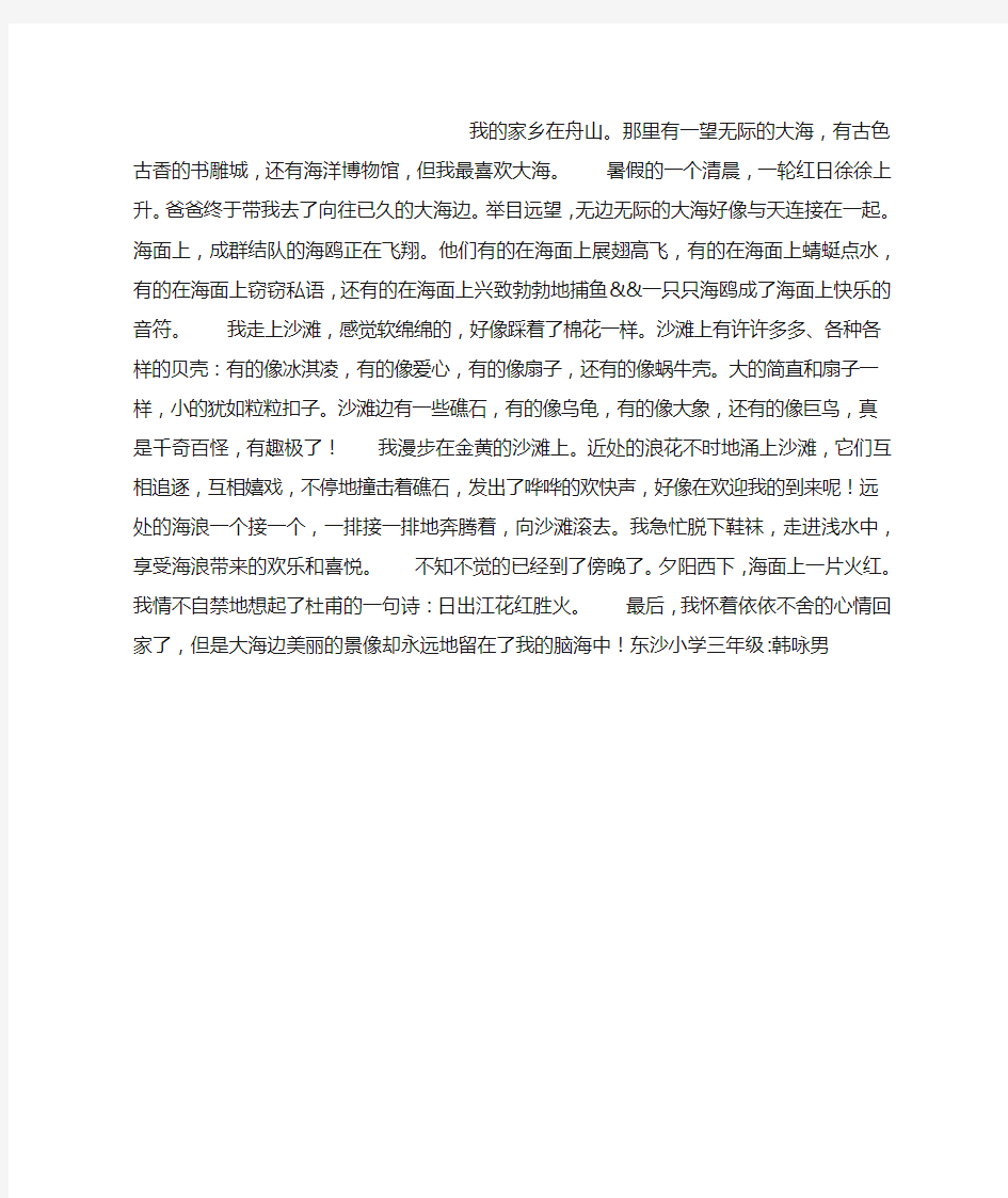 美丽的大海作文500字