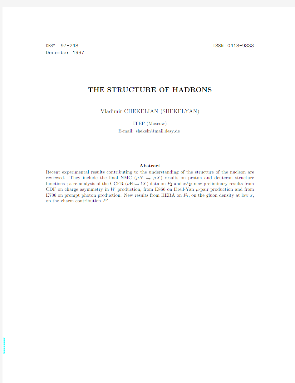 The Structure of Hadrons