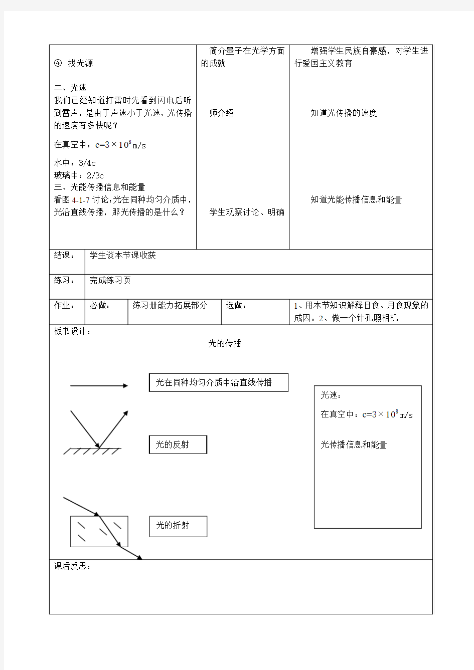 光的传播教案