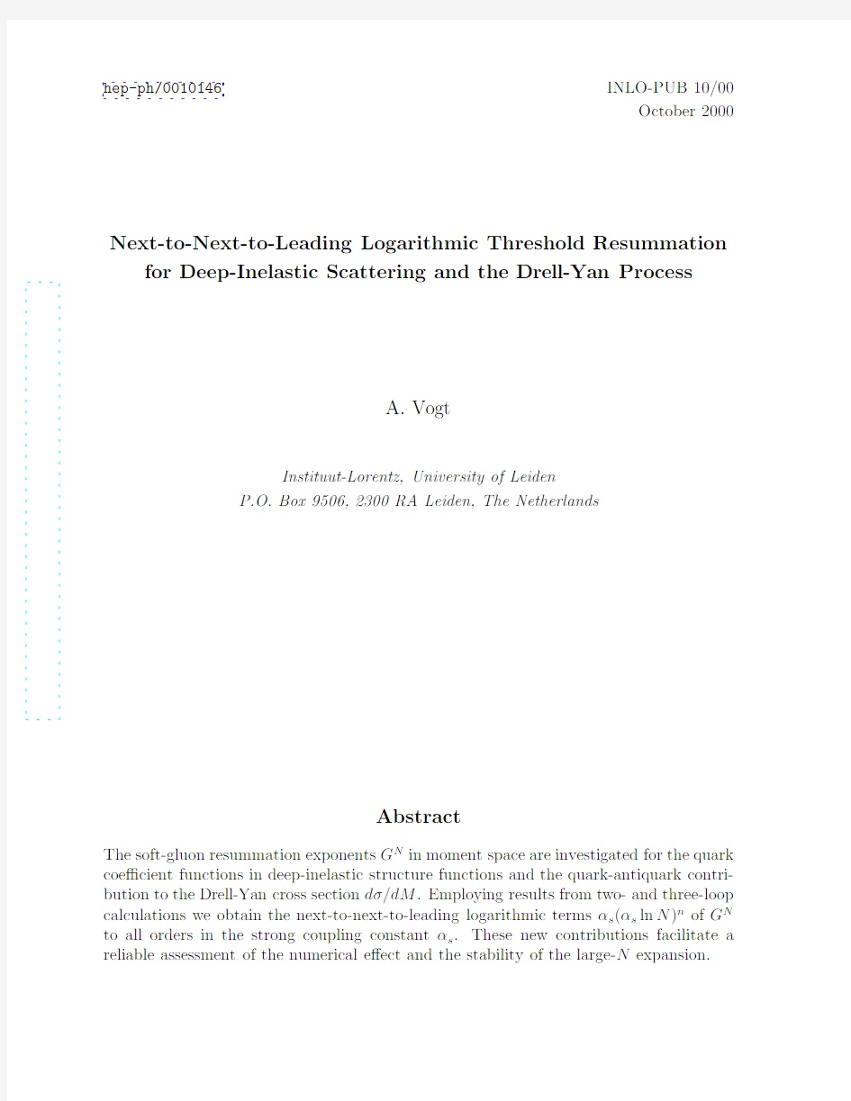 Next-to-next-to-leading logarithmic threshold resummation for deep-inelastic scattering and