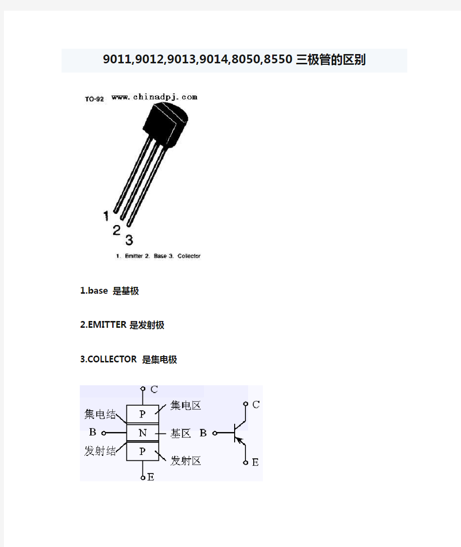 9011,9012,9013,9014,8050,8550三极管的区别