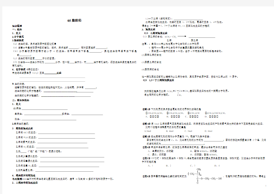 高中化学苏教版选修3有机化学基础学案-脂肪烃