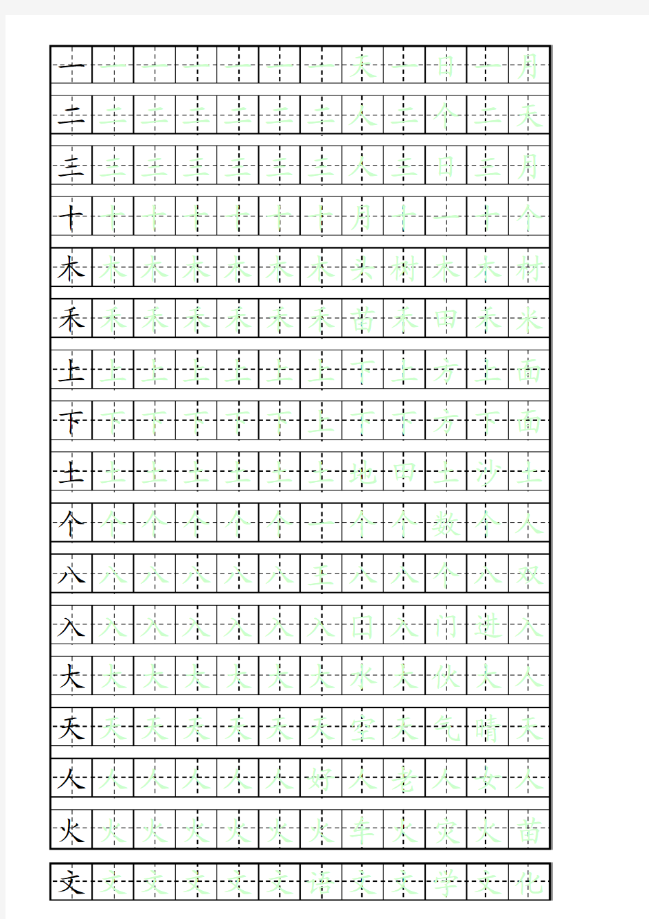 一年级生字表自制田字格组词描红字帖即打即用