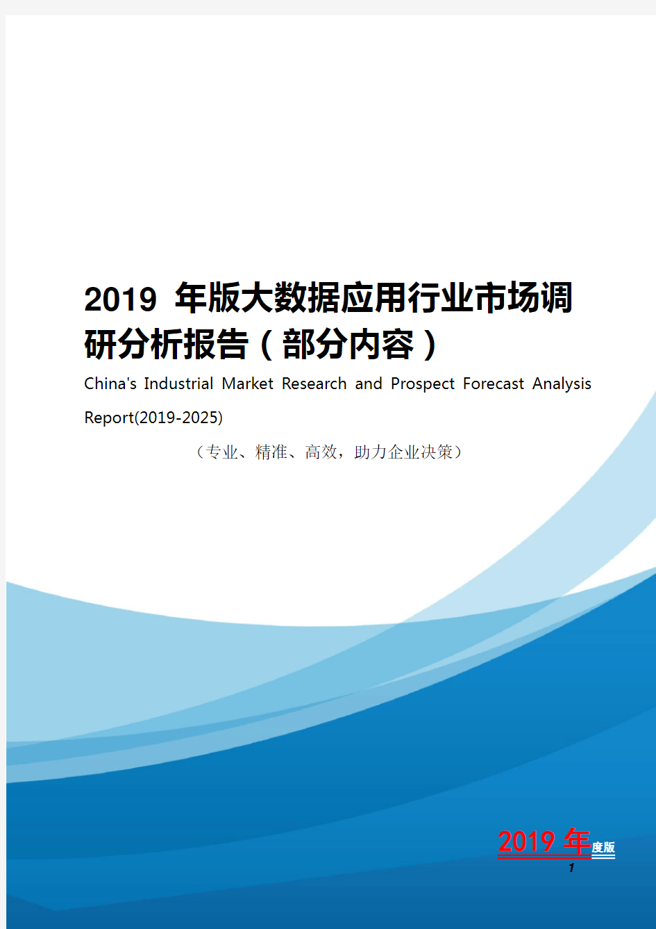 2019年版大数据应用行业市场调研分析报告