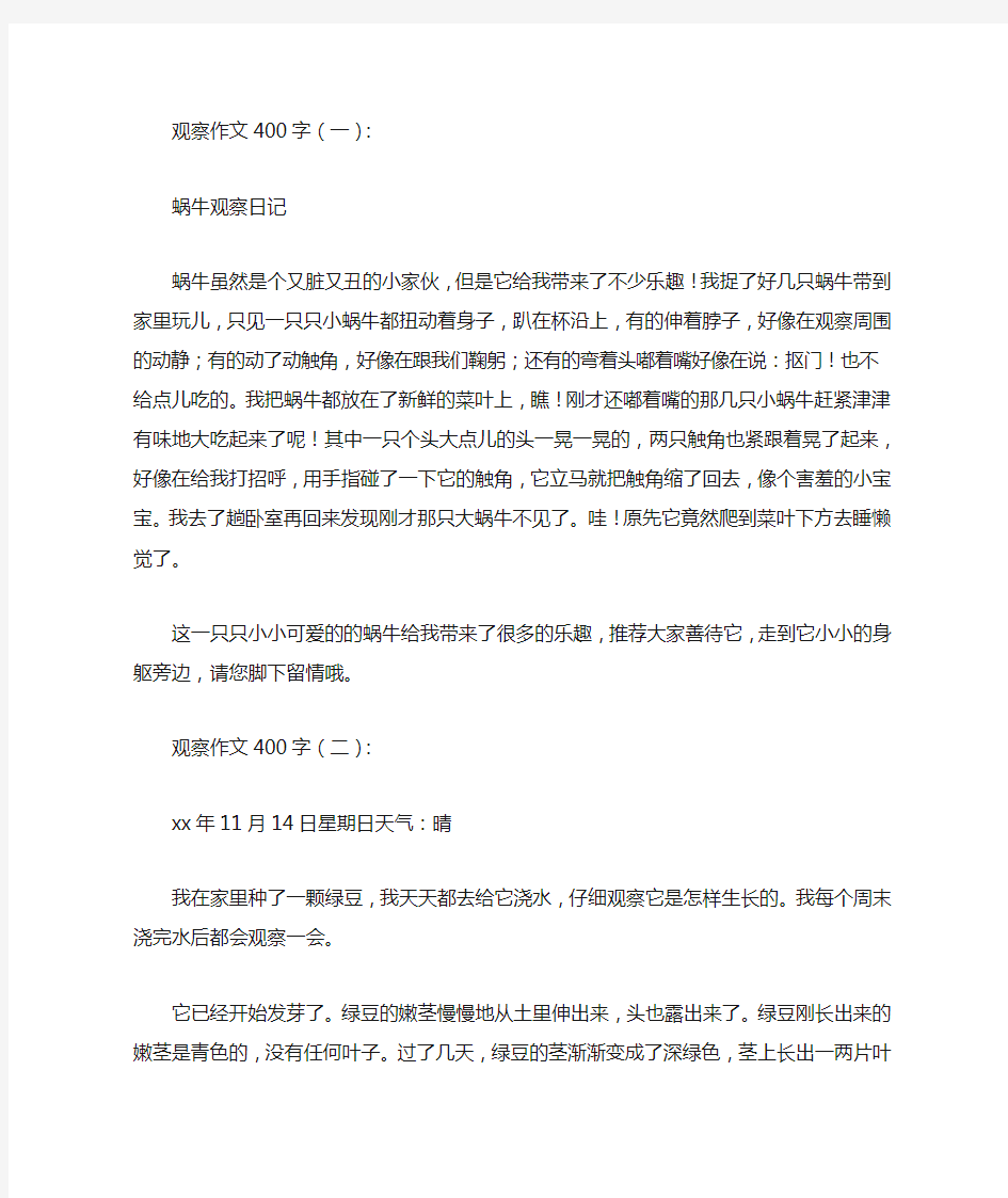 观察作文400字15篇