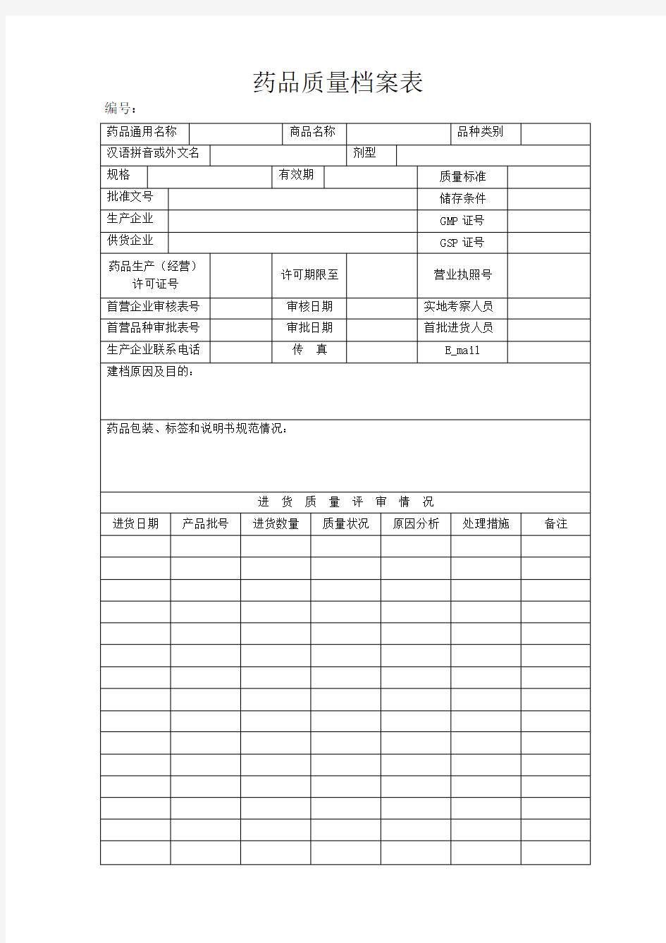 (完整版)药品质量档案表