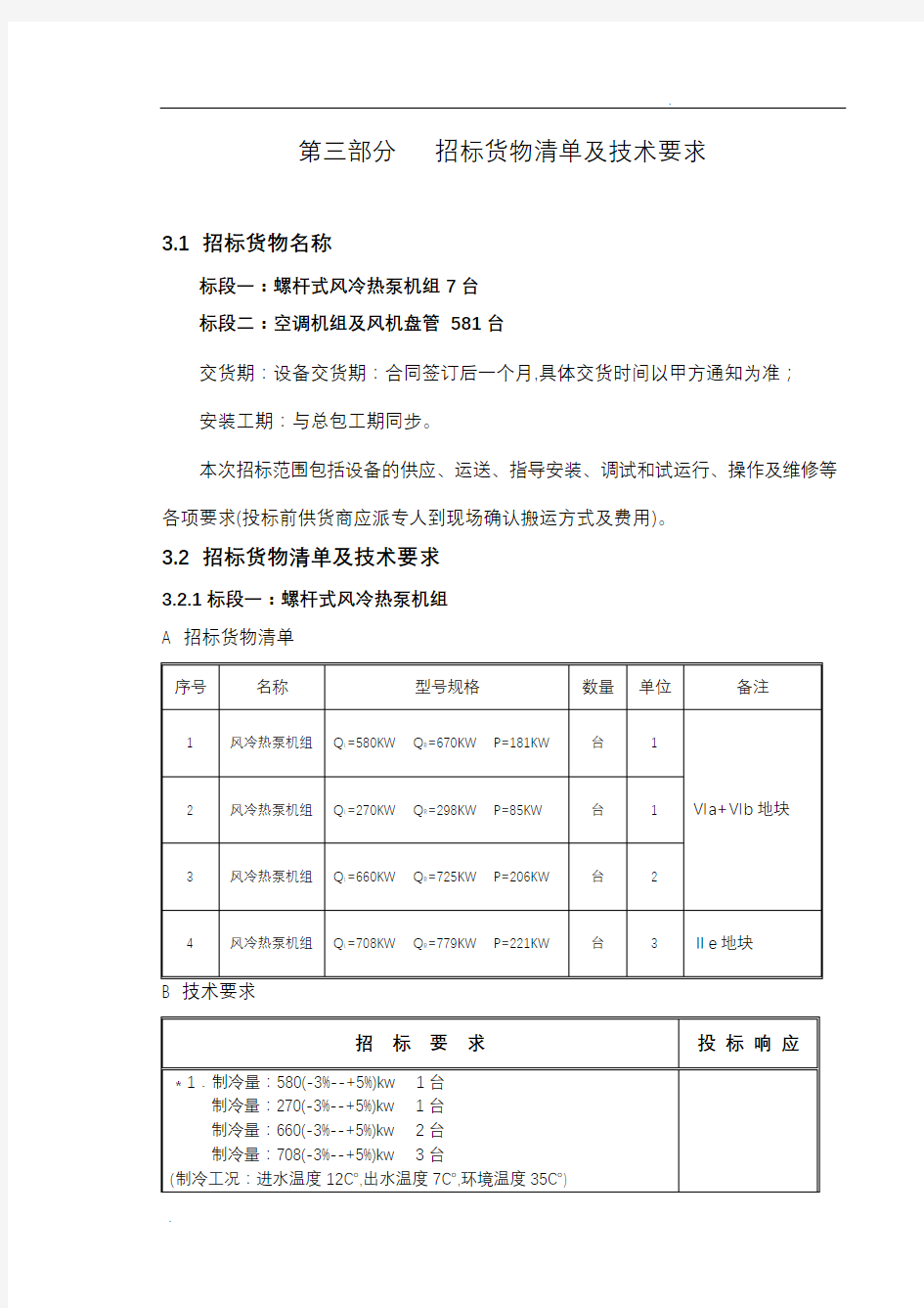 螺杆式风冷热泵机组、空调机组及风机盘管