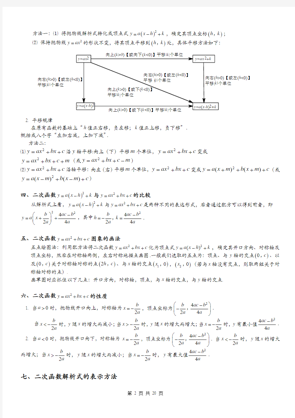 九年级-数学-知识点总结(沪科版)