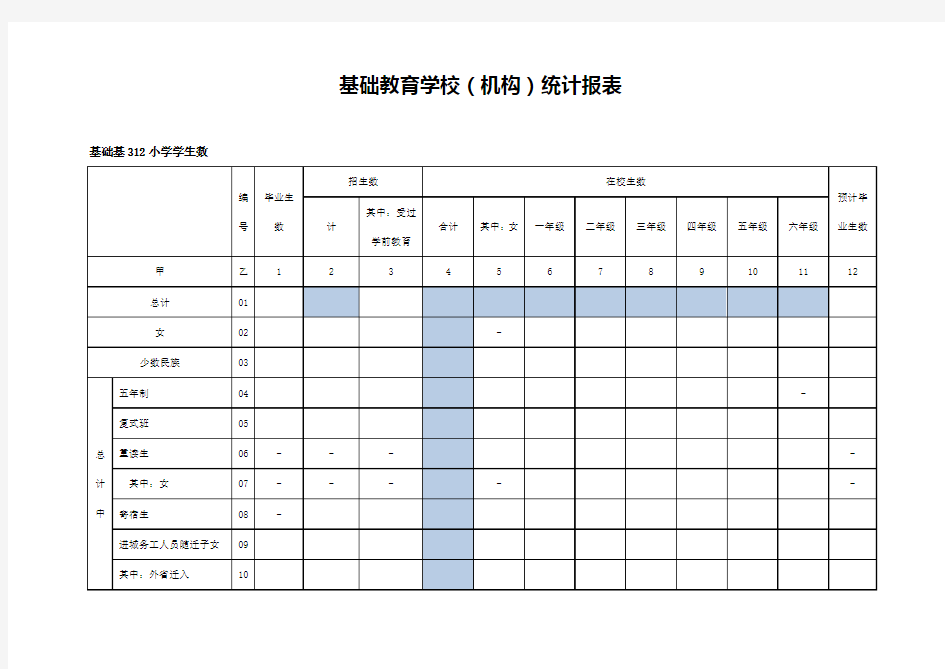 基础教育学校(机构)统计报表