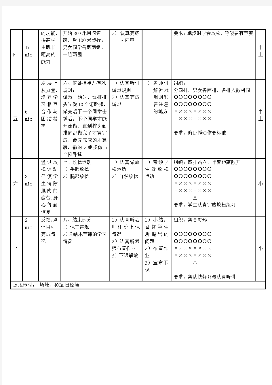 高一体育课(耐力跑)教案