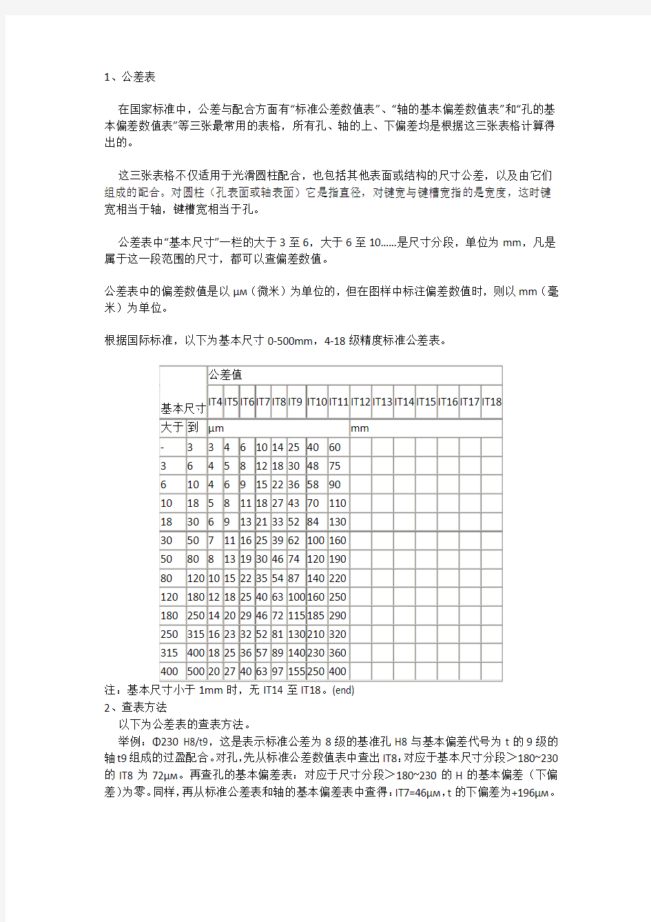 机械制图公差尺寸及查表