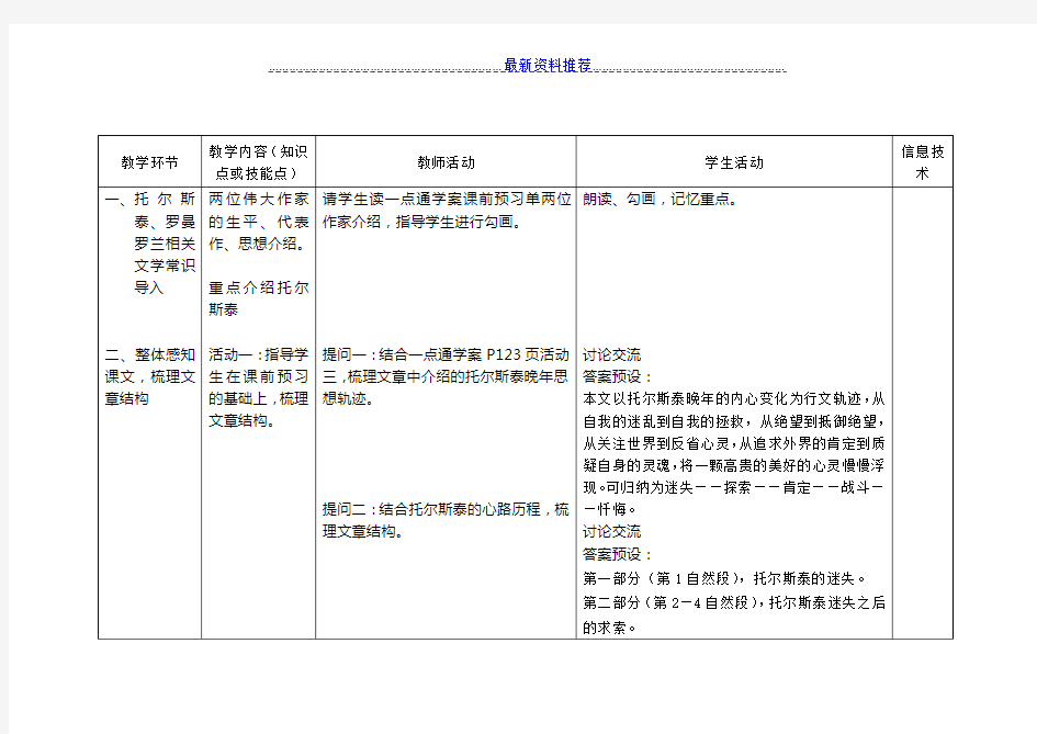 《托尔斯泰传》教案