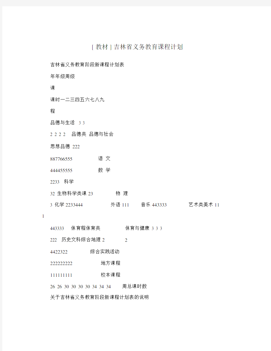 [教材]吉林省义务教育课程计划.docx