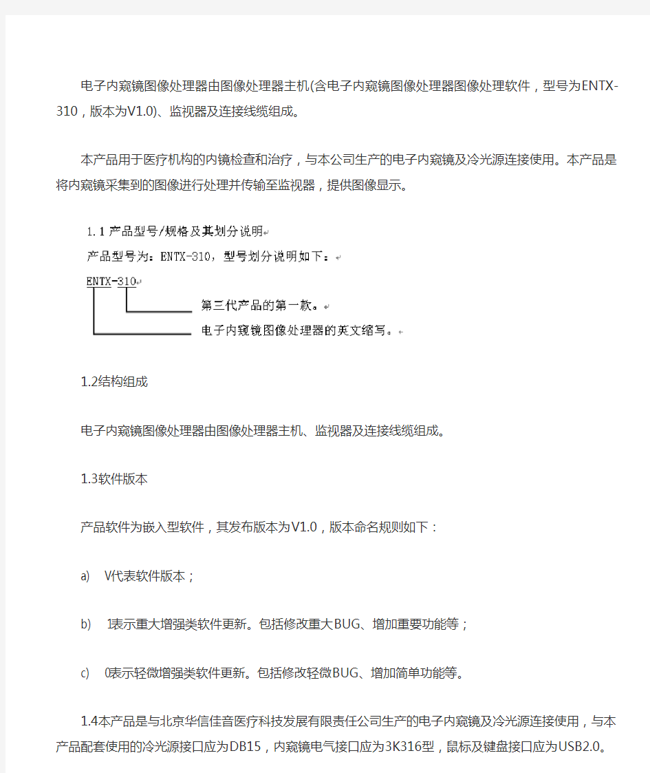 电子内窥镜图像处理器性能指标