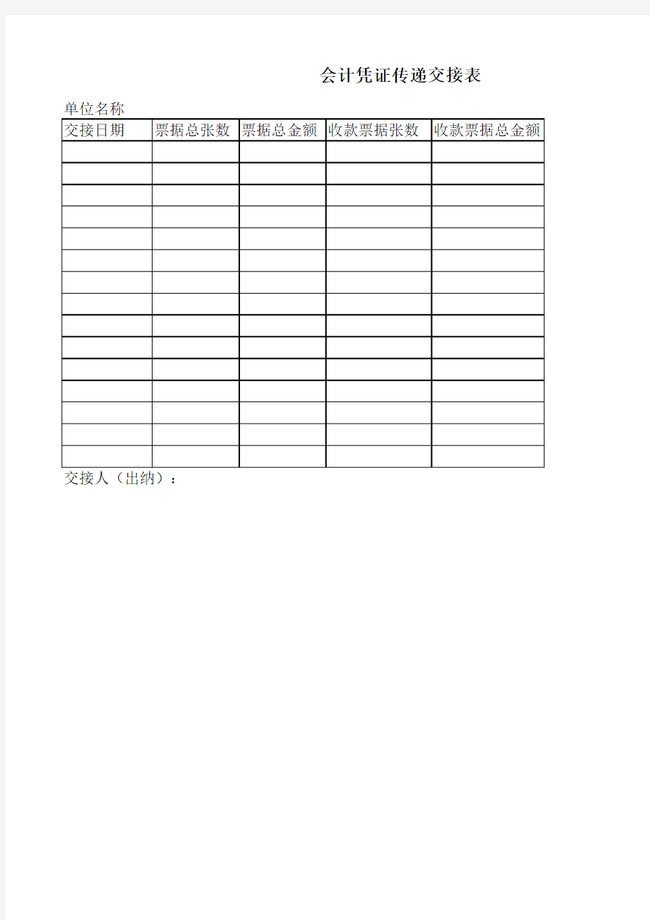 会计凭证传递交接表