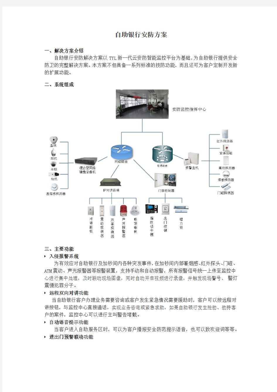 自助银行安防解决方案