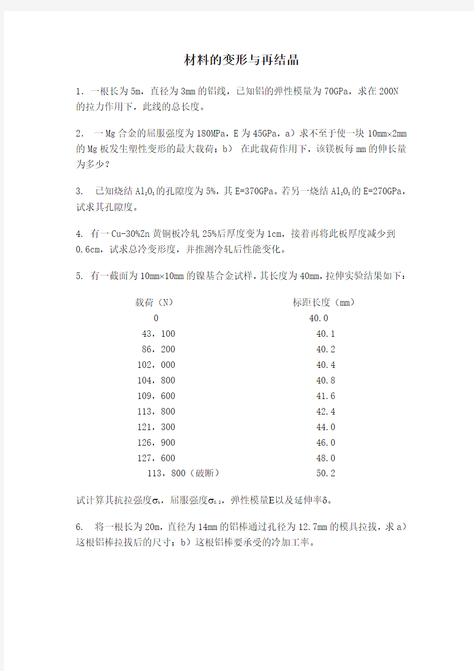 材料的变形与再结晶