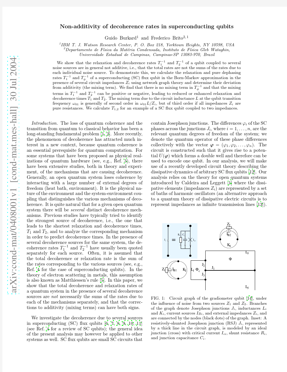 Non-additivity of decoherence rates in superconducting qubits